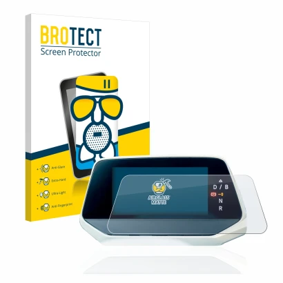 Front side of a product packaging with the brand logo BROTECT. Next to it is the device Volkswagen ID.4 Digitalcockpit shown w