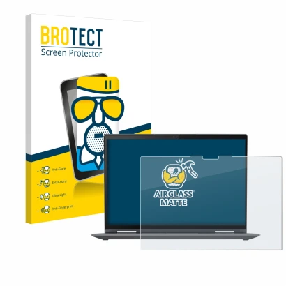 Front side of a product packaging with the brand logo BROTECT. Next to it is the device Lenovo ThinkPad X1 Yoga Gen 8 14" show