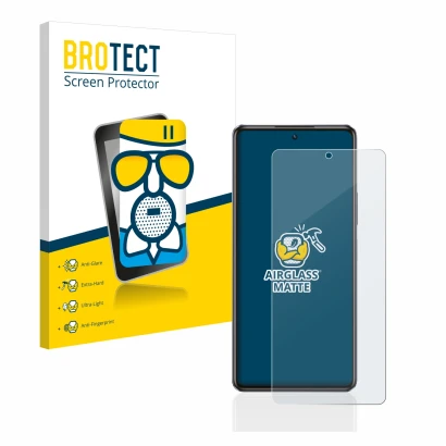 Front side of a product packaging with the brand logo BROTECT. Next to it is the device Infinix Note 30 shown with the corresp