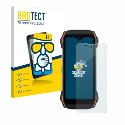 Front side of a product packaging with the brand logo BROTECT. Next to it is the device Blackview N6000 shown with the corresp