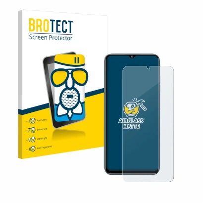 Front side of a product packaging with the brand logo BROTECT. Next to it is the device Oukitel C36 (2023) shown with the corr