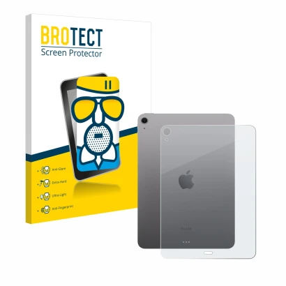 Front side of a product packaging with the brand logo BROTECT. Next to it is the device Apple iPad Air 11" M2 2024 (Back) show