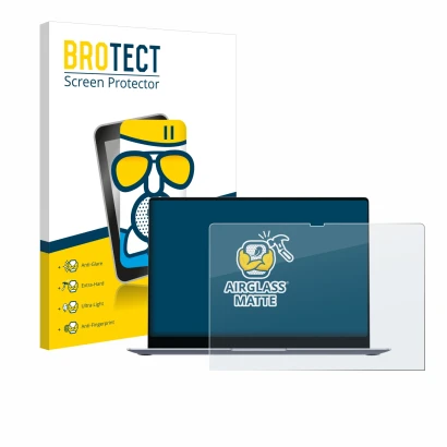 Front side of a product packaging with the brand logo BROTECT. Next to it is the device Samsung Galaxy Book4 Edge 16