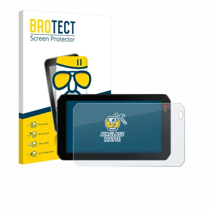 Front side of a product packaging with the brand logo BROTECT. Next to it is the device Chigee AIO-5 Lite shown with the corre