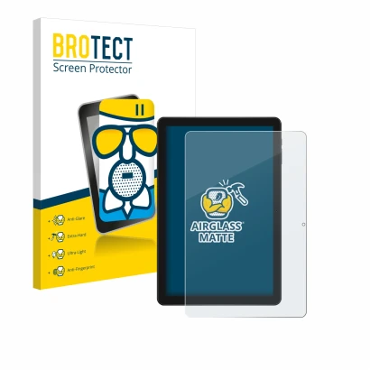 Front side of a product packaging with the brand logo BROTECT. Next to it is the device Doogee T10W shown with the correspondi