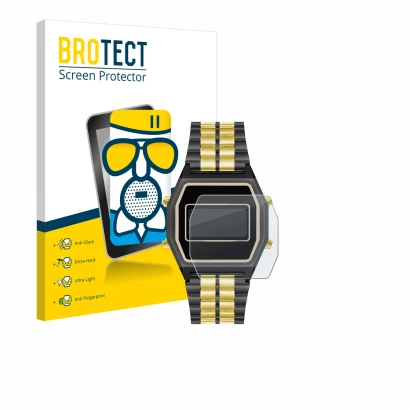 Front side of a product packaging with the brand logo BROTECT. Next to it is the device Armitron Rubik shown with the correspo