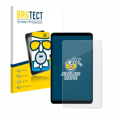 Front side of a product packaging with the brand logo BROTECT. Next to it is the device Xiaomi Redmi Pad SE 8.7 4G shown with 