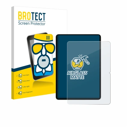 Front side of a product packaging with the brand logo BROTECT. Next to it is the device Xiaomi Pad 7 shown with the correspond