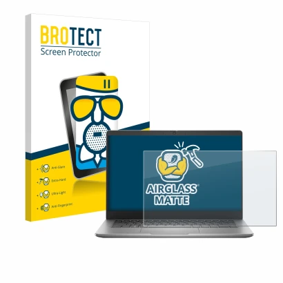 Front side of a product packaging with the brand logo BROTECT. Next to it is the device Dell Latitude 3340 Laptop 13.3" shown