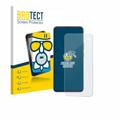 Front side of a product packaging with the brand logo BROTECT. Next to it is the device Oppo A5 Pro shown with the correspondi