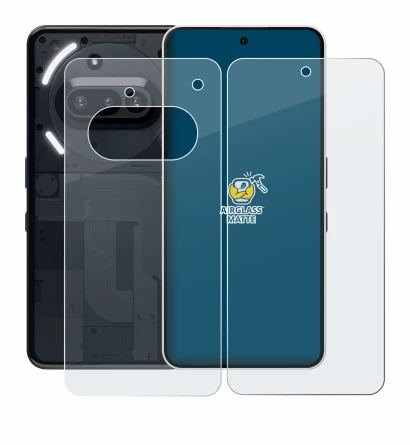 Image of the device Nothing Phone (3a) (Front+Back) with a wide variety of screen protectors.