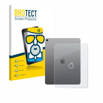 Front side of a product packaging with the brand logo BROTECT. Next to it is the device Apple iPad Air 13" M3 2025 (Back) show