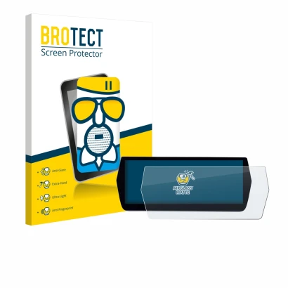 Front side of a product packaging with the brand logo BROTECT. Next to it is the device MG ZS Hybrid+ shown with the correspon