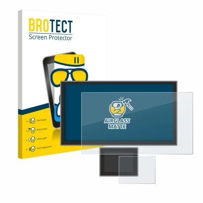 Front side of a product packaging with the brand logo BROTECT. Next to it is the device Icom IC-7760 shown with the correspond