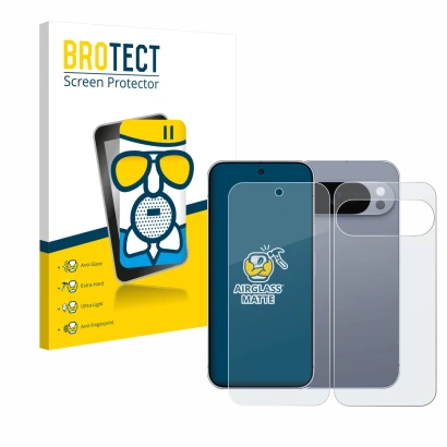 Front side of a product packaging with the brand logo BROTECT. Next to it is the device Google Pixel 10 Pro (Front+Back) shown