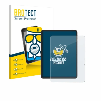 Front side of a product packaging with the brand logo BROTECT. Next to it is the device Blackview Link 8 shown with the corres