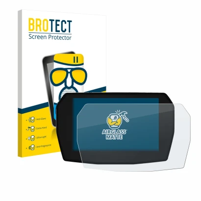 Front side of a product packaging with the brand logo BROTECT. Next to it is the device Ducati Streetfighter V2 2025 shown wit