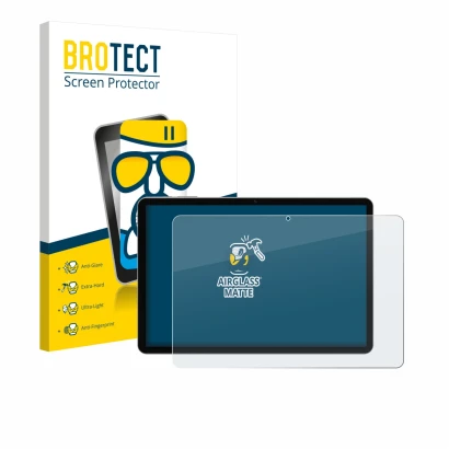 Front side of a product packaging with the brand logo BROTECT. Next to it is the device Pritom M10 TAB 10 PLUS 10.1