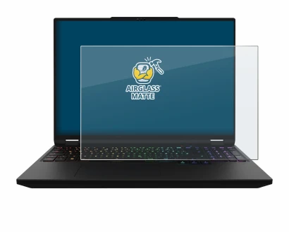 Image of the device XMG Apex 16 Max with a wide variety of screen protectors.