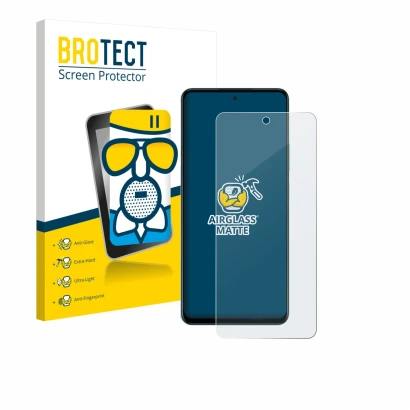 Front side of a product packaging with the brand logo BROTECT. Next to it is the device Oppo A5 4G shown with the correspondin