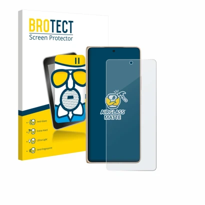 Front side of a product packaging with the brand logo BROTECT. Next to it is the device Honor Magic V6 shown with the correspo