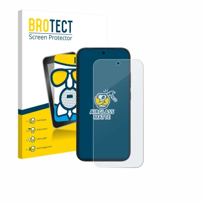 Front side of a product packaging with the brand logo BROTECT. Next to it is the device Xiaomi Poco X8 Pro shown with the corr