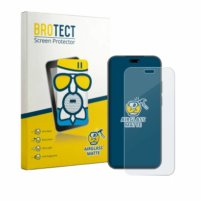 Front side of a product packaging with the brand logo BROTECT. Next to it is the device Huawei Nova 16 Pro shown with the corr
