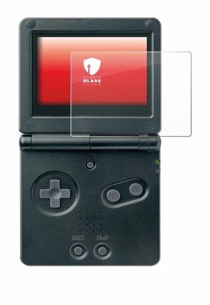 Image of the device Nintendo Gameboy Advance GBA SP with a wide variety of screen protectors.