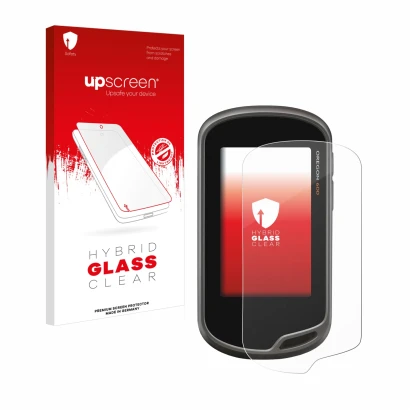 Front side of a product packaging with the brand logo upscreen. Next to it is the device Garmin Oregon 600 shown with the corr