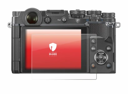 Image of the device Olympus PEN-F with a wide variety of screen protectors.