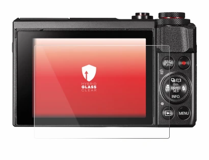 Image of the device Canon PowerShot G7 X Mark II with a wide variety of screen protectors.