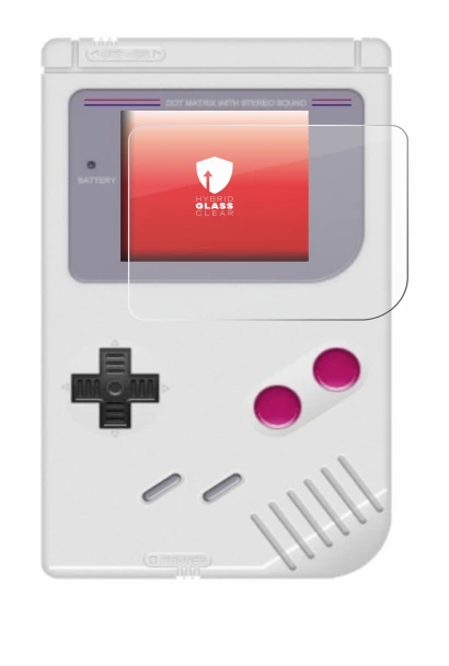 Image of the device Nintendo Gameboy (1989) with a wide variety of screen protectors.