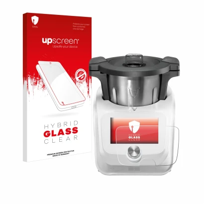 Front side of a product packaging with the brand logo upscreen. Next to it is the device SilverCrest Monsieur Cuisine Connect 