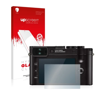 Front side of a product packaging with the brand logo upscreen. Next to it is the device Leica Q2 shown with the corresponding