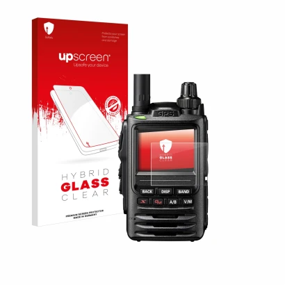 Front side of a product packaging with the brand logo upscreen. Next to it is the device Yaesu FT-3D shown with the correspond
