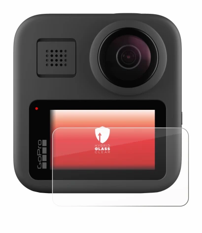 Image of the device GoPro Max with a wide variety of screen protectors.