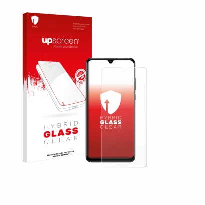 Front side of a product packaging with the brand logo upscreen. Next to it is the device Huawei P30 lite New Edition shown wit