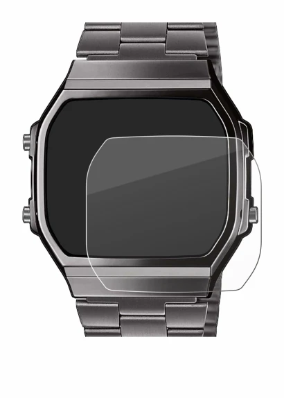 Image of the device Casio A168WEGG-1BEF with a wide variety of screen protectors.