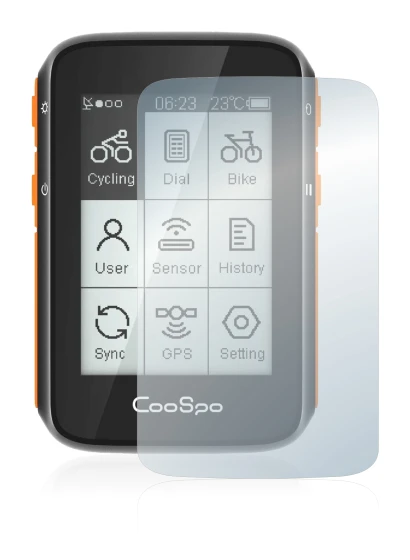 Image of the device CooSpo BC200 with a wide variety of screen protectors.