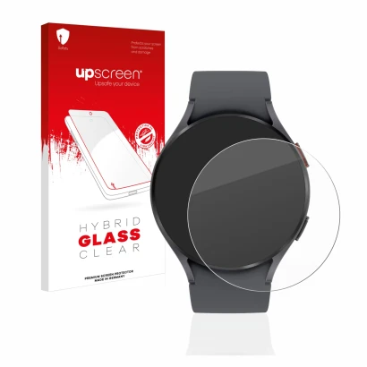 Front side of a product packaging with the brand logo upscreen. Next to it is the device Samsung Galaxy Watch 5 (44mm) shown w