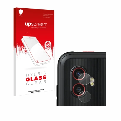 Front side of a product packaging with the brand logo upscreen. Next to it is the device Samsung Galaxy Xcover 6 Pro (ONLY Cam