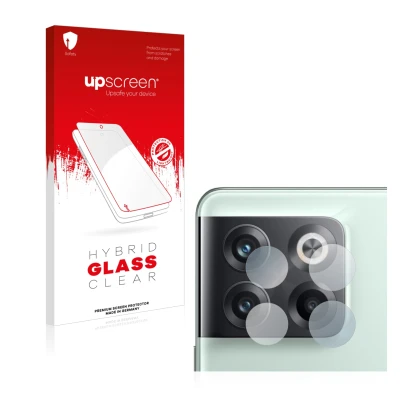 Front side of a product packaging with the brand logo upscreen. Next to it is the device OnePlus 10T 5G (ONLY Camera Lens) sho