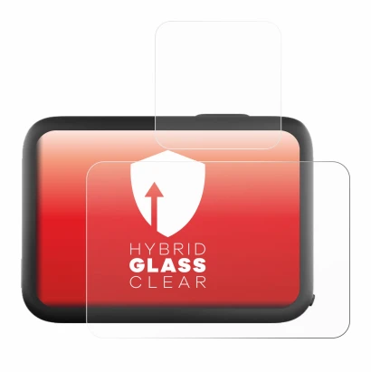 Image of the device GoPro Hero 11 Black with a wide variety of screen protectors.