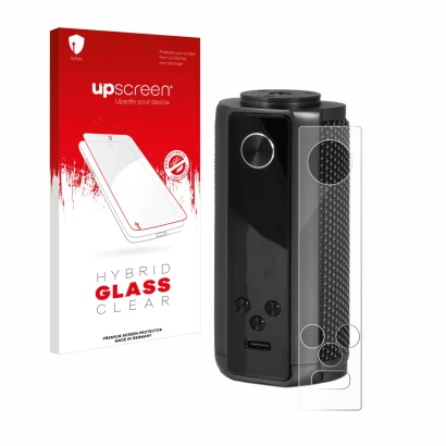 Front side of a product packaging with the brand logo upscreen. Next to it is the device Vaporesso Target 200 Mod shown with t