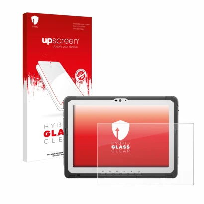 Front side of a product packaging with the brand logo upscreen. Next to it is the device Panasonic Toughbook FZ-A3 shown with 