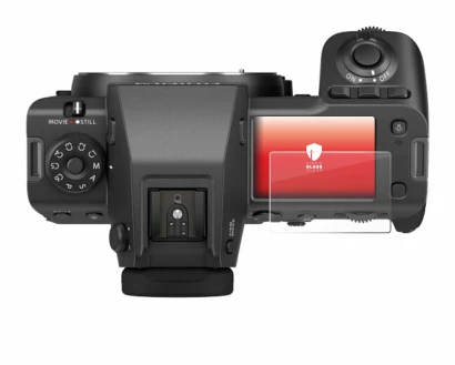 Image of the device Fujifilm GFX100 II (top plate display) with a wide variety of screen protectors.