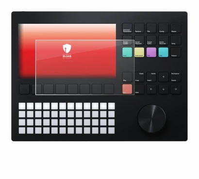 Image of the device Polyend Tracker with a wide variety of screen protectors.