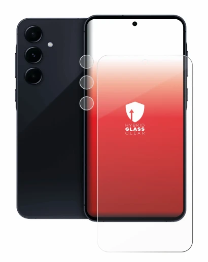 Image of the device Samsung Galaxy A55 5G (Front+Camera) with a wide variety of screen protectors.