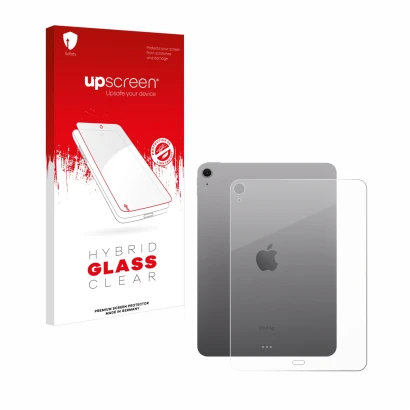 Front side of a product packaging with the brand logo upscreen. Next to it is the device Apple iPad Air 11" M2 2024 (Back) sho