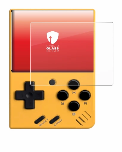 Image of the device Miyoo Mini V4 with a wide variety of screen protectors.